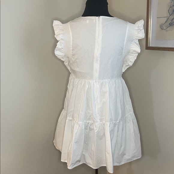 English Factory | Ruffled Babydoll Mini Dress in White-Size Small - Picture 4 of 6